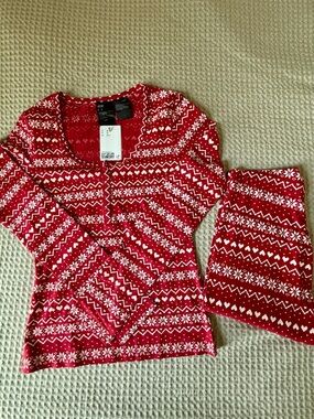 H&M Red and White Fair Isle pajamas set